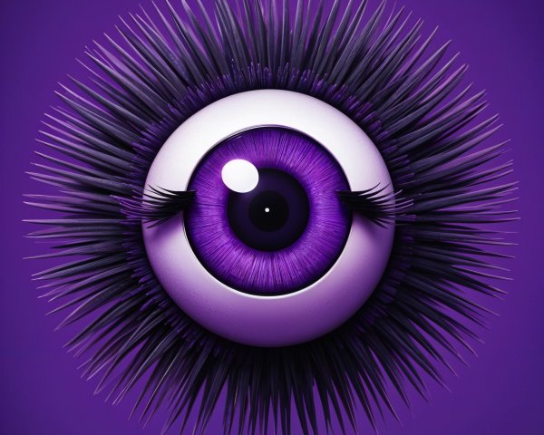 Stylized Eye with Purple Iris and Black Fur Halo