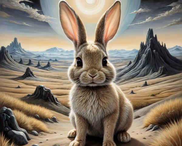 Charming Rabbit in a Surreal Landscape Setting