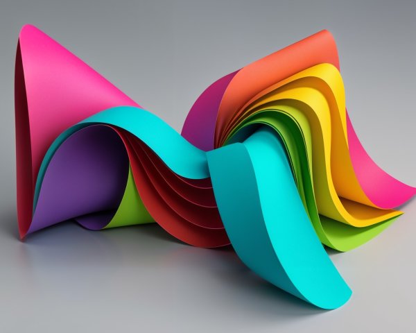 Vibrant Abstract Sculpture of Colorful Paper Sheets