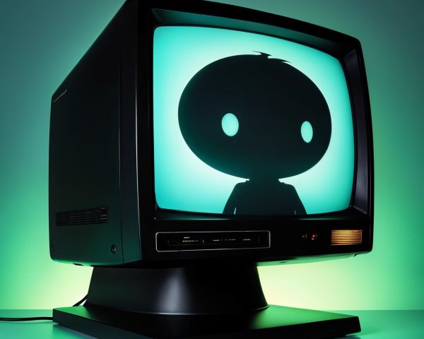Vintage Television Set with Eerie Teal Glow