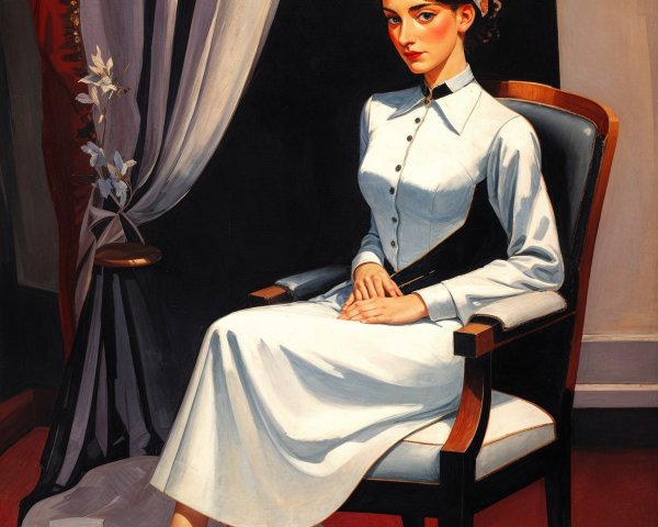 Elegant Portrait of a Young Woman in White Dress