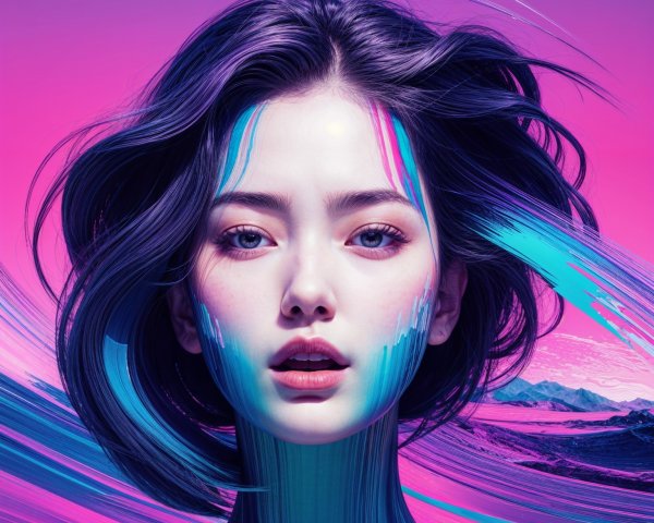 Digital Portrait of a Woman with Vibrant Colors