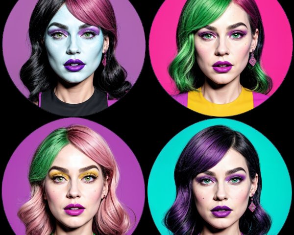 Collage of Portraits with Vibrant Hair and Makeup