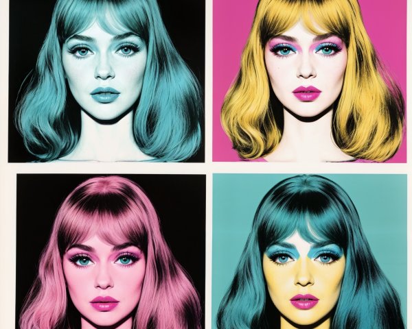 Four Portraits of a Woman in Vibrant Color Palettes