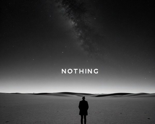 Solitary Figure in Barren Landscape Under Stars