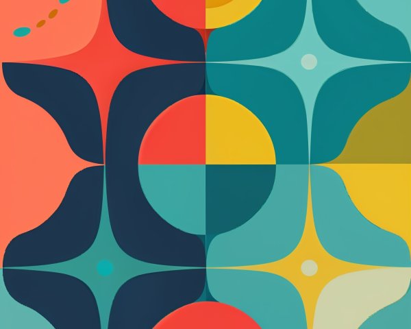 Vibrant Geometric Pattern with Bold Shapes and Colors