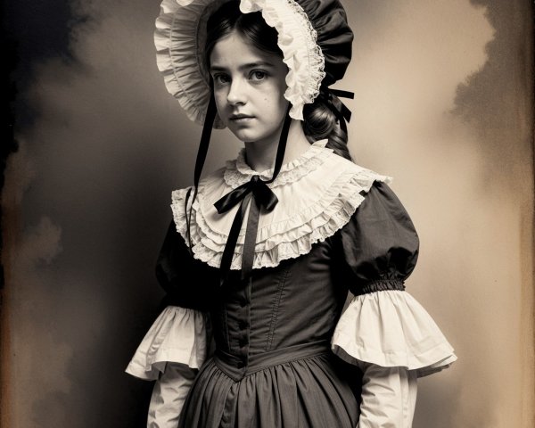 Vintage 19th Century Outfit on Young Girl Portrait