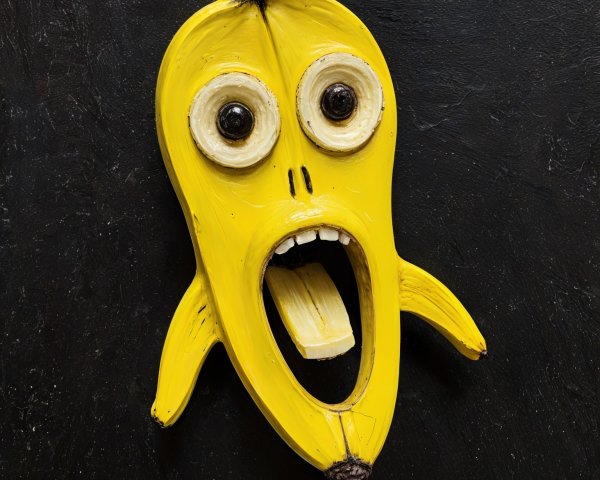 Whimsical Banana Sculpture with Surprised Expression
