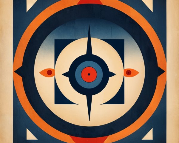 Geometric Design with Central Circle and Bold Shapes