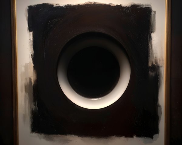 Artwork with Black and Gray Hues in Gold Frame