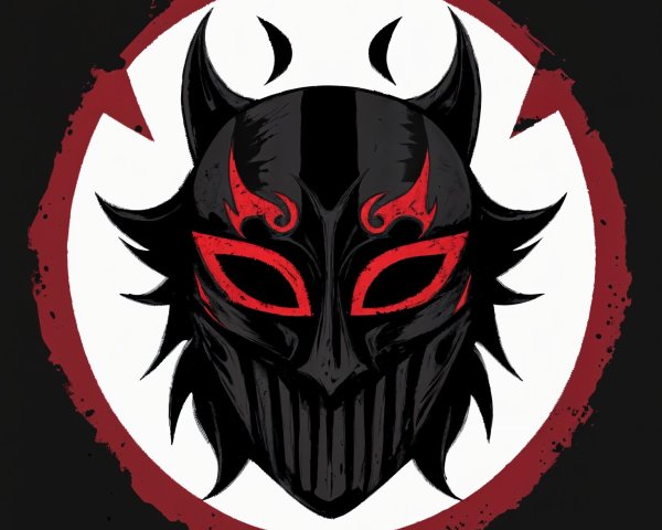 Black mask with red accents and devilish horns