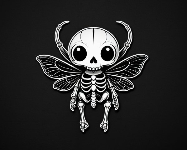 Playful Skeleton Character with Butterfly Wings Design