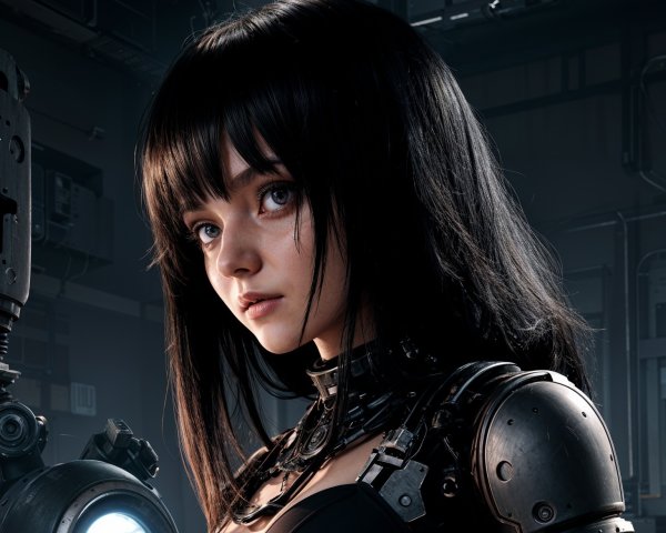 Futuristic Female Cyborg with Metallic Bodysuit Details