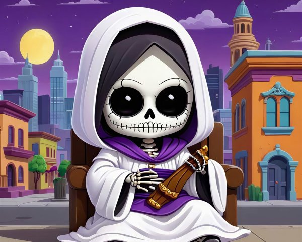 Colorful Cartoon Character in Whimsical Setting