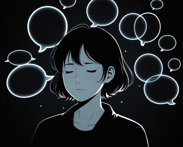 Young woman with short hair in contemplative pose