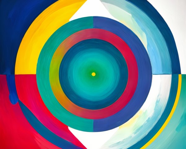 Vibrant Abstract Composition with Four Color Quadrants