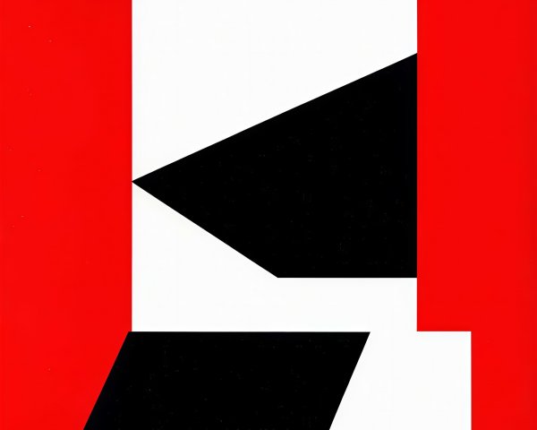 Minimalist Abstract Artwork in Black, White, and Red