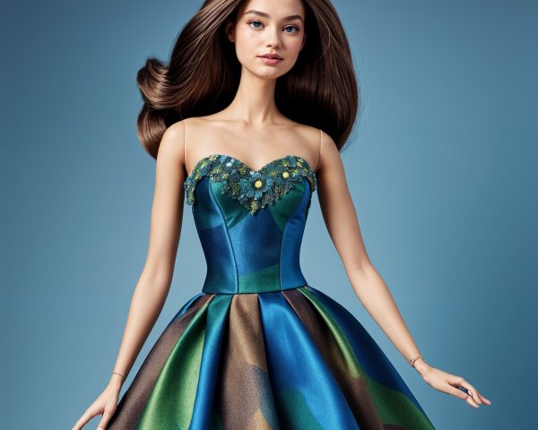 Elegant Fashion Doll in Strapless Gown with Beading