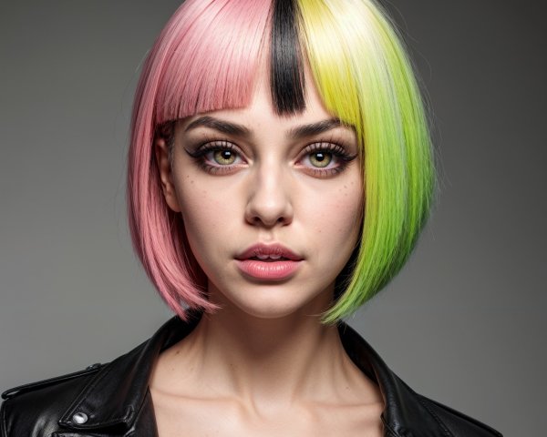 Portrait of a Young Woman with Vibrant Asymmetrical Bob