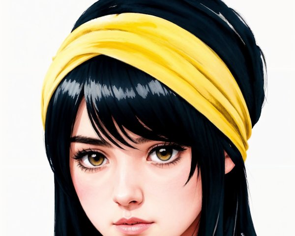 Young woman with black hair and yellow headband