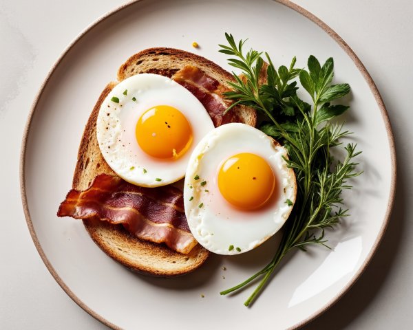 Minimalist Breakfast Plate with Eggs and Bacon