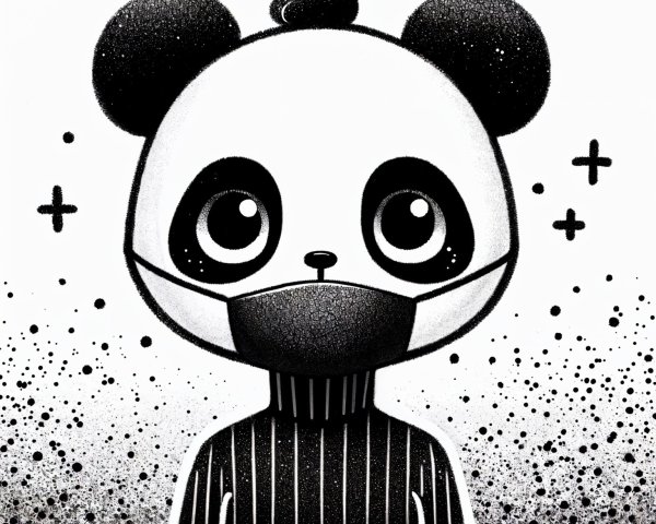 Whimsical Panda-Head Character with Cozy Sweater