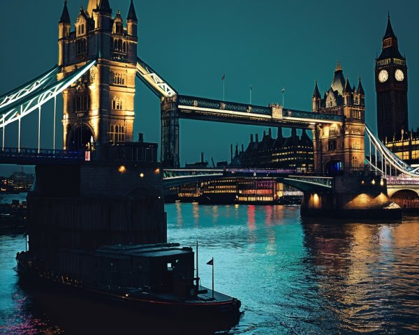 Tower Bridge and Big Ben at Twilight Over Thames