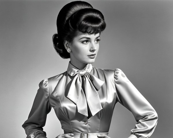 Vintage Fashion: High-Neck Blouse and Elegant Updo