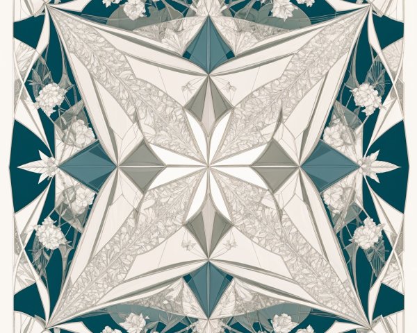Intricate Geometric Design with Floral Motifs and Colors