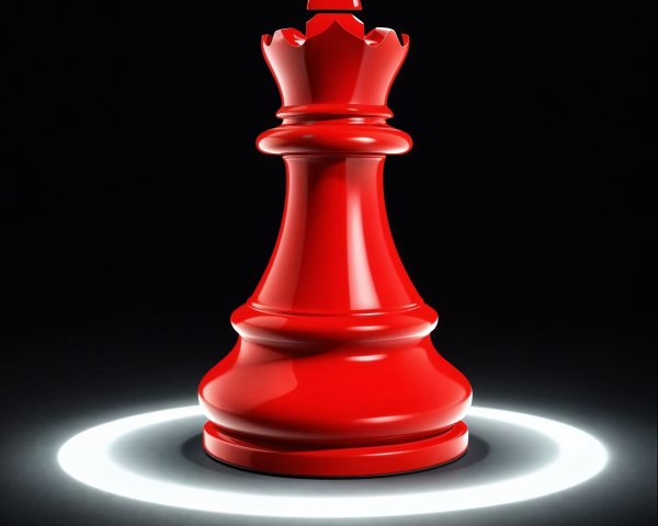 Glossy Red Queen Chess Piece on Reflective Surface