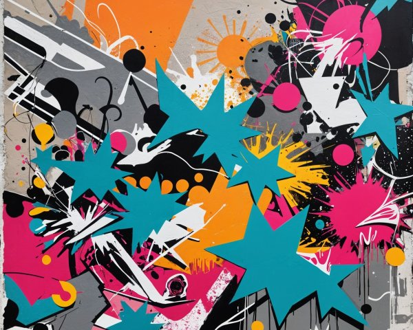Vibrant Abstract Composition with Bold Colors and Shapes
