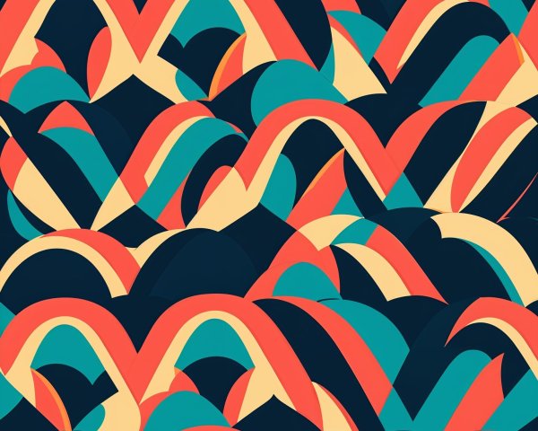 Vibrant Abstract Pattern of Swirling Waves and Arcs