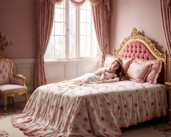 Serene Bedroom with Pink Hues and Elegant Decor