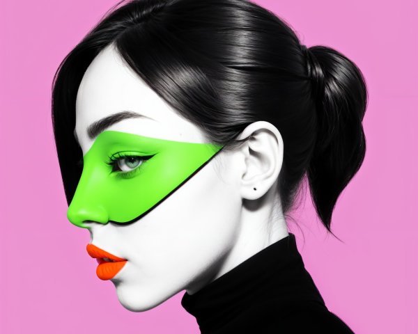 Portrait of a Woman with Unique Makeup Design