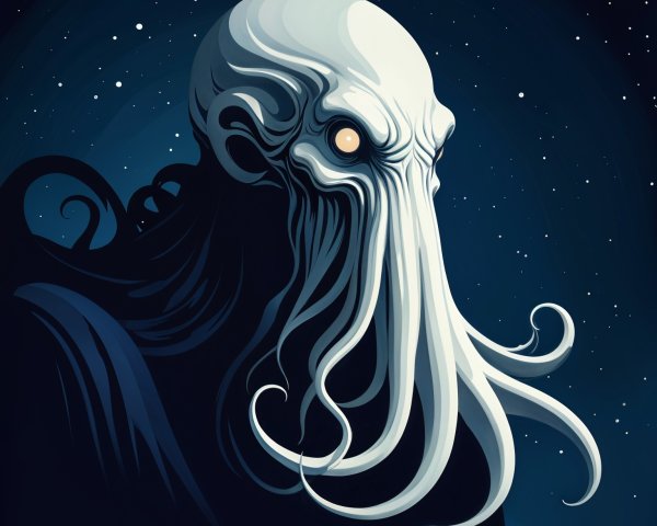Cosmic Horror Creature with Tentacles and Glowing Eyes