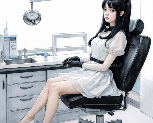 Anime-Style Woman in Medical Setting with Equipment
