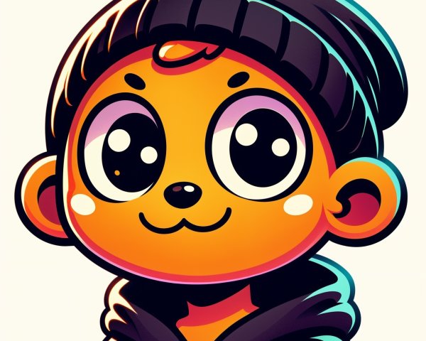 Cartoon Character with Orange Skin and Beanie Design