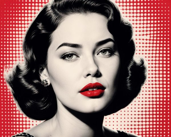 1950s Glamorous Black-and-White Portrait of a Woman