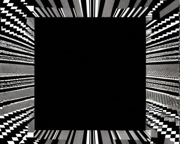 Abstract Black and White Striped Pattern with Square Frame