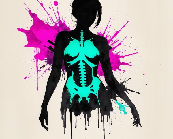 Silhouette of Female Figure with Colorful Background