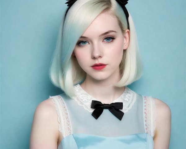 Close-up Portrait of a Young Woman with Blue Accents