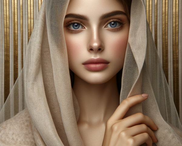 Close-Up Portrait of a Young Woman with Blue Eyes