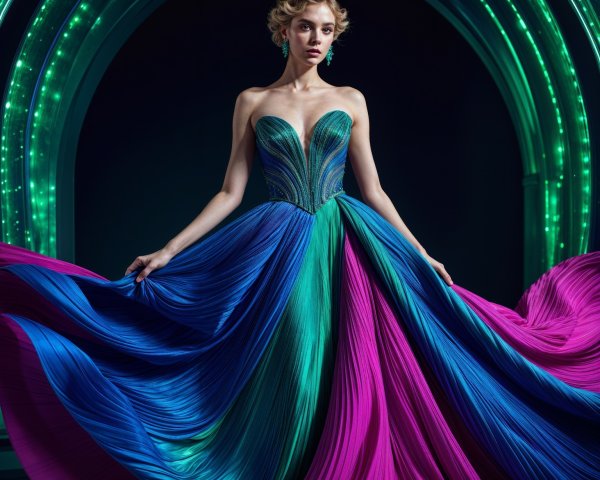 Strapless Gown in Vibrant Colors with Elegant Backdrop