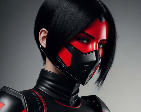 Cyberpunk Female Character in Black Leather Armor