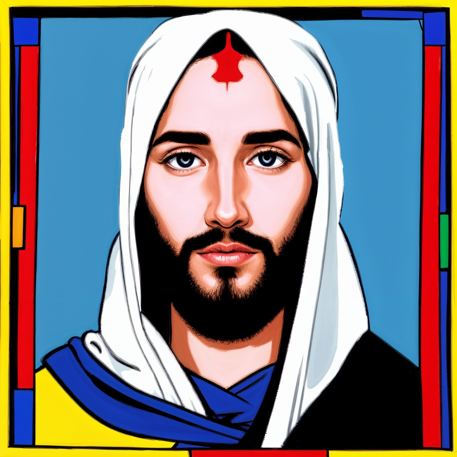 Stylized Portrait of a Bearded Man in Cloak