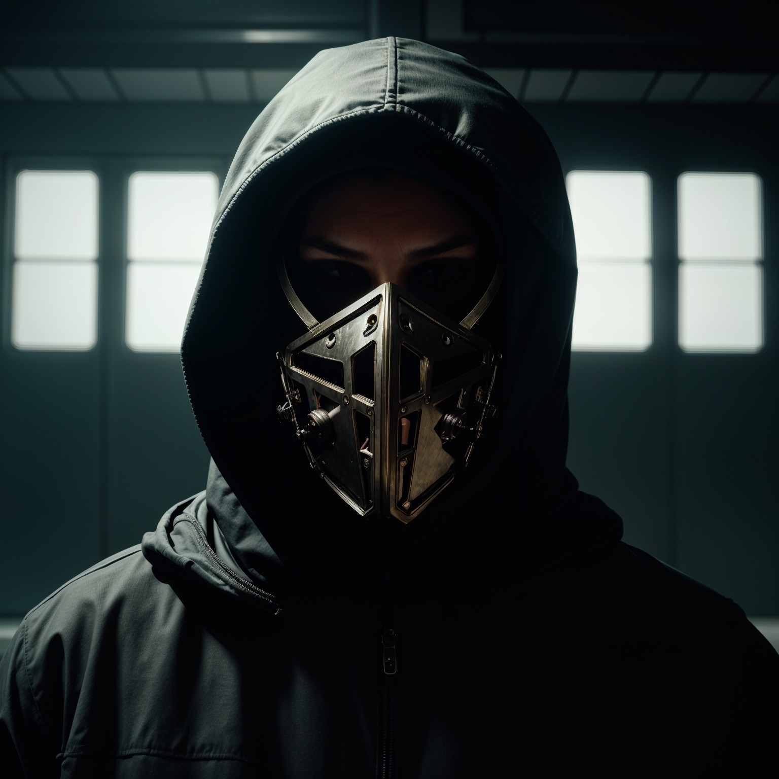 Mysterious Figure in Shadow with Intricate Mask