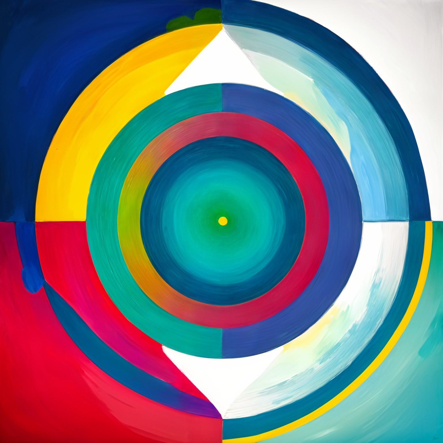 Vibrant Abstract Composition with Four Color Quadrants
