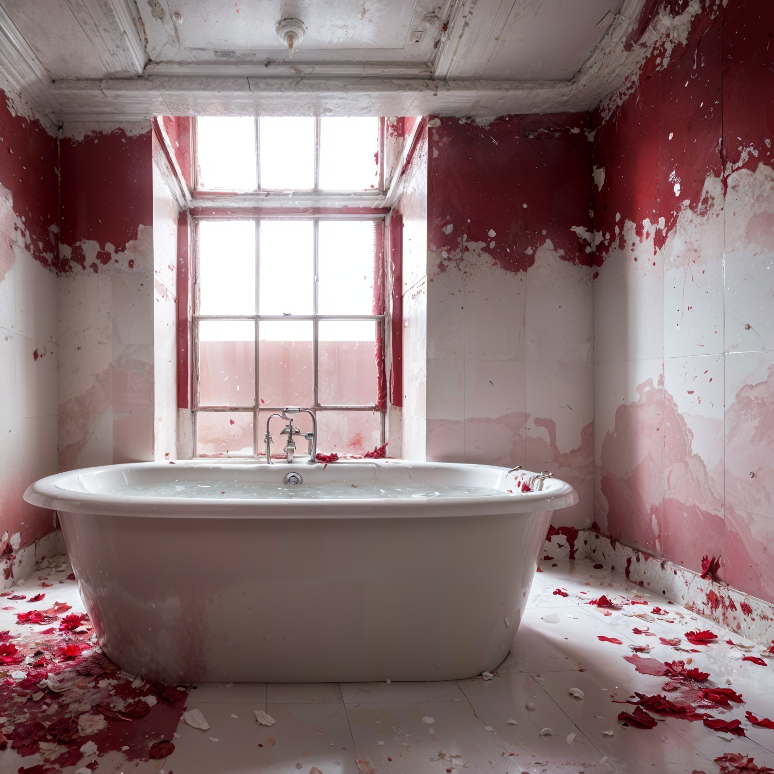 Vintage Freestanding Bathtub in Artistic Bathroom Setting