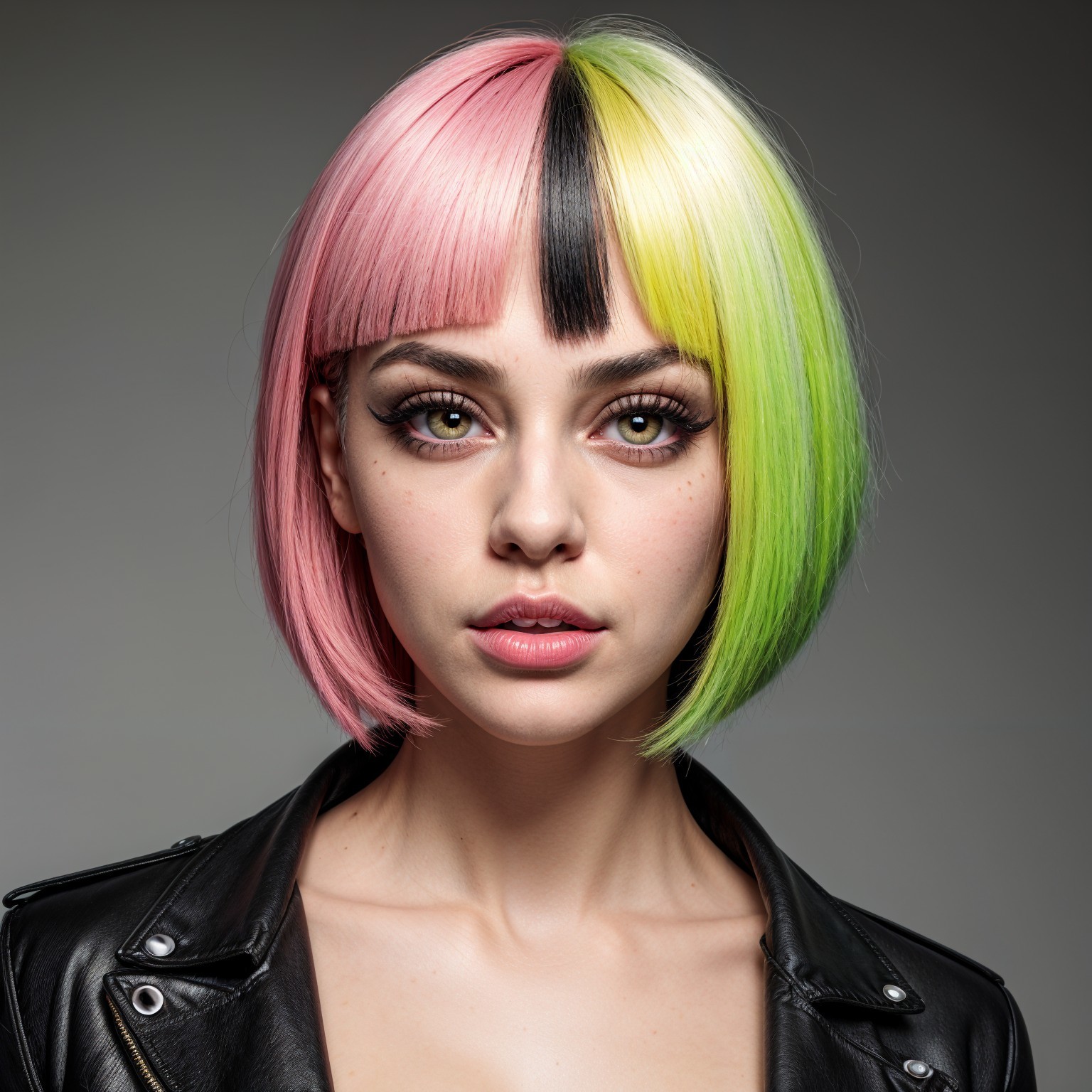 Portrait of a Young Woman with Vibrant Asymmetrical Bob