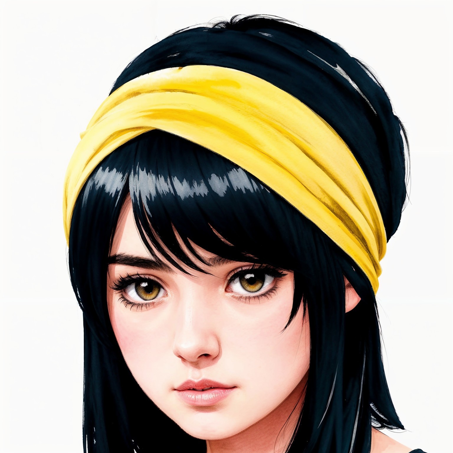 Young woman with black hair and yellow headband